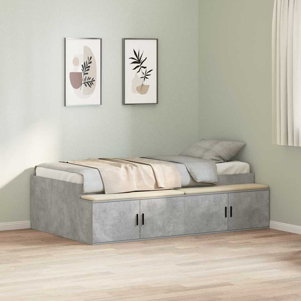 Bed Frame Concrete Grey 100 x 200 cm Engineered Wood