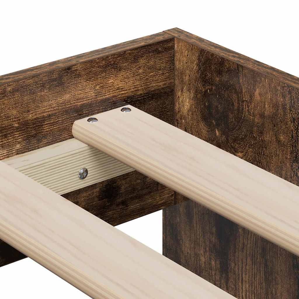 Bed Frame with Drawer Smoked Oak 100 x 200 cm Engineered Wood