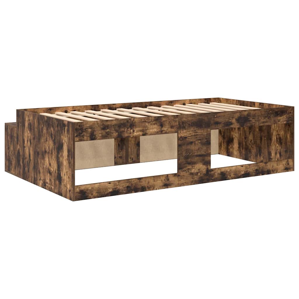 Bed Frame with Drawer Smoked Oak 100 x 200 cm Engineered Wood