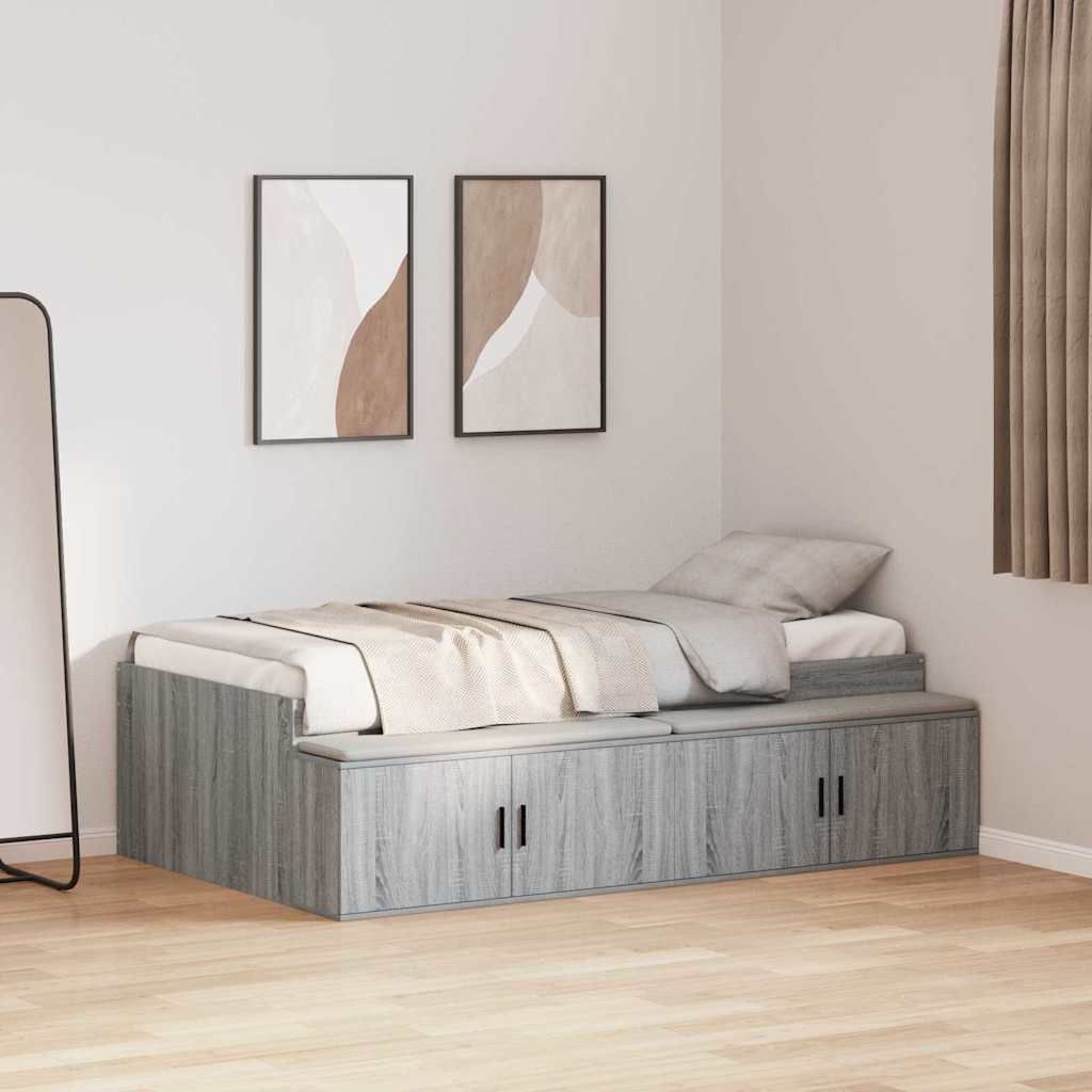 Bed Frame with Drawer Grey Sonoma 100 x 200 cm Engineered Wood