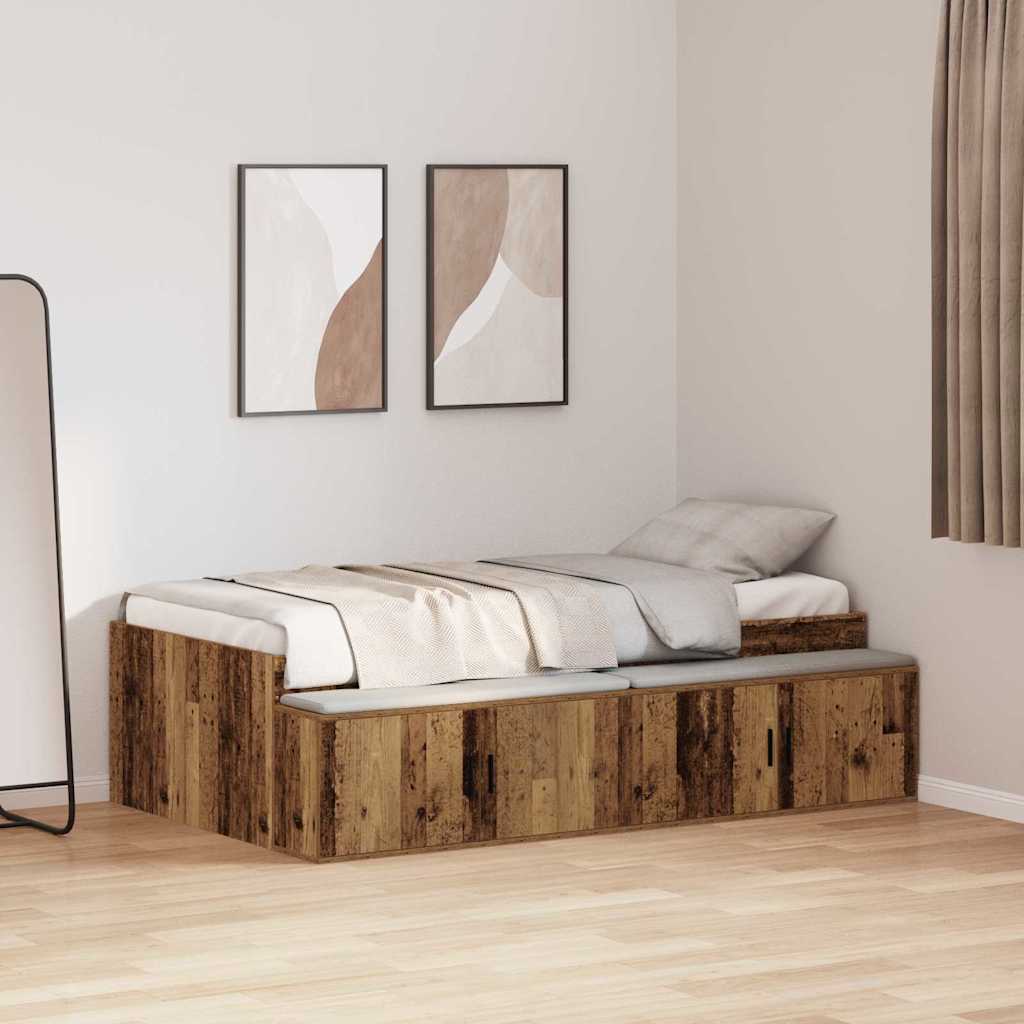 Bed Frame with Drawer Old Wood 100 x 200 cm Engineered Wood