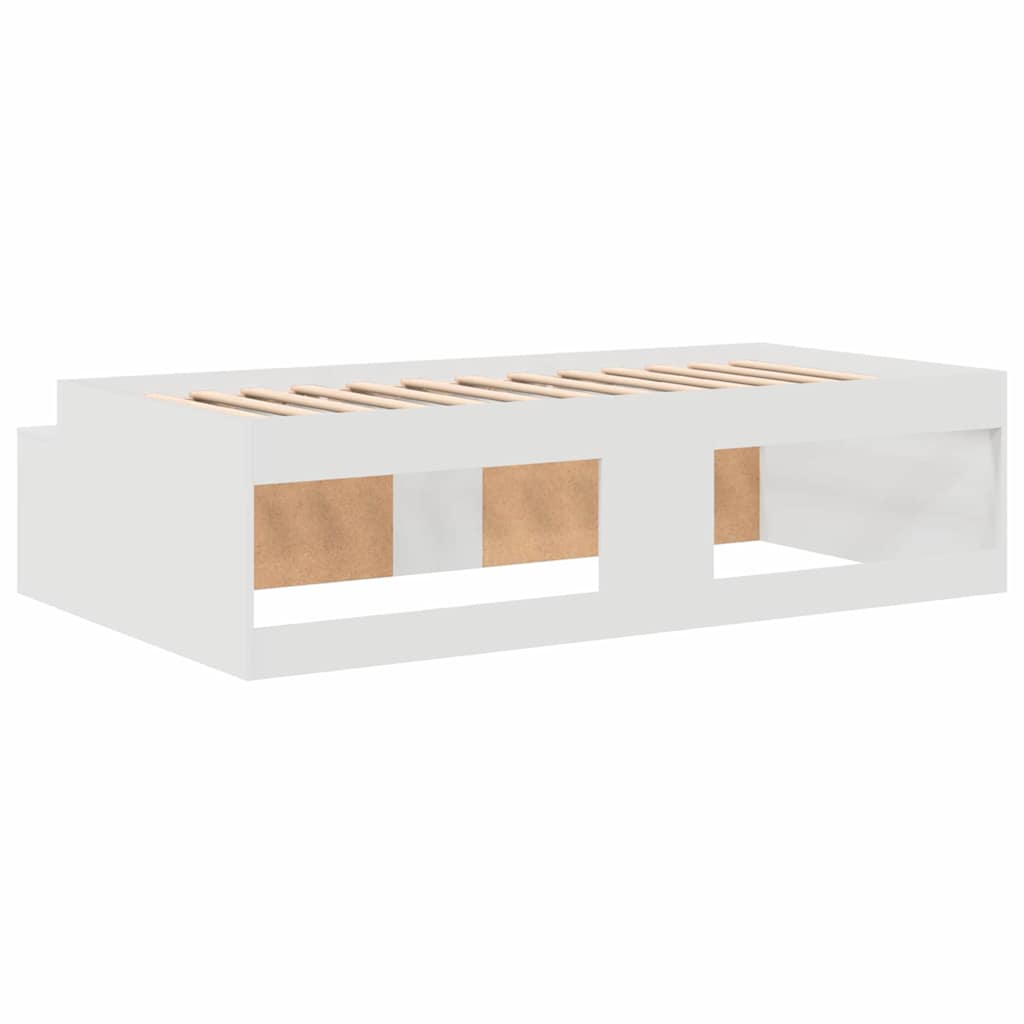Storage Bed Frame White 90 x 200 cm Engineered wood