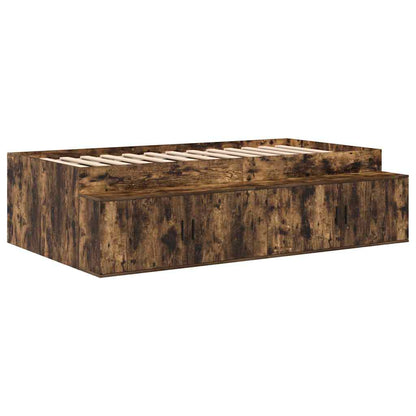 Storage Bed Frame Smoked oak 90 x 200 cm Engineered wood