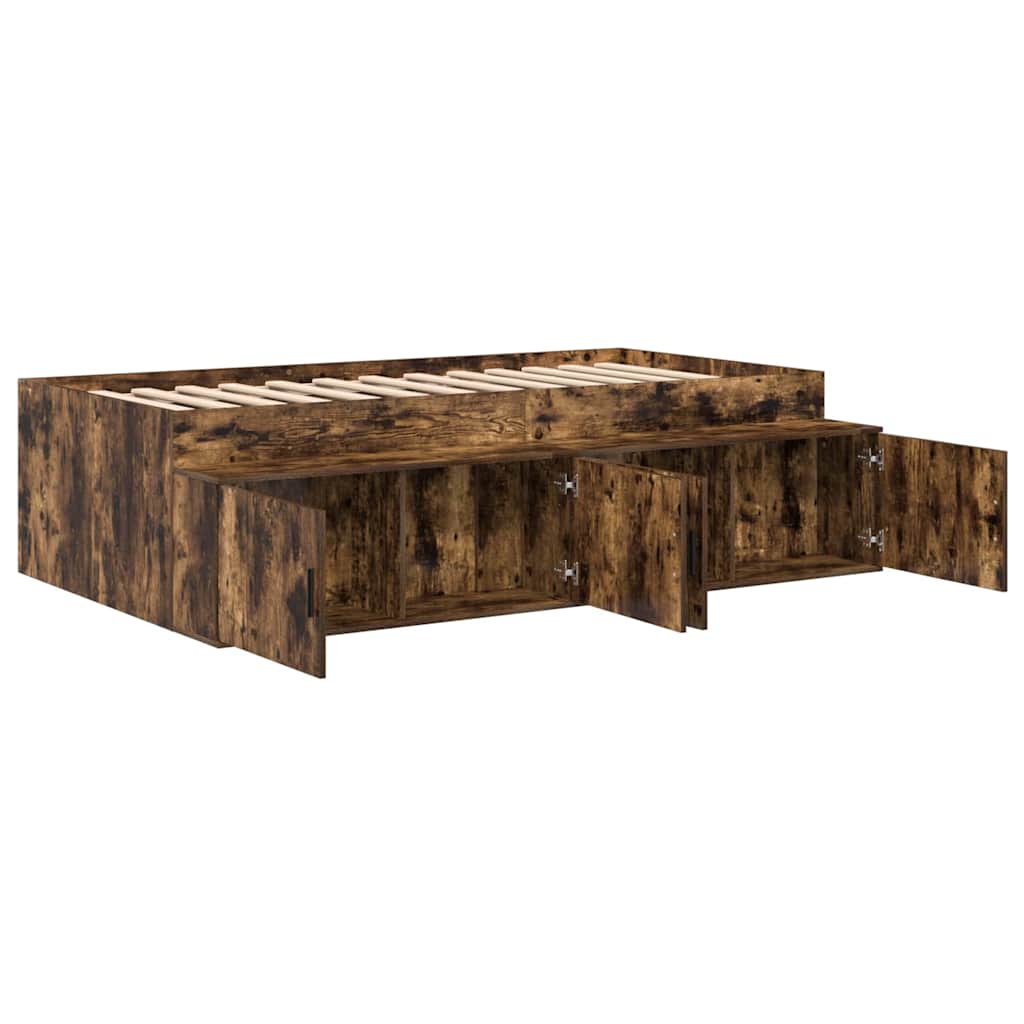 Storage Bed Frame Smoked oak 90 x 200 cm Engineered wood