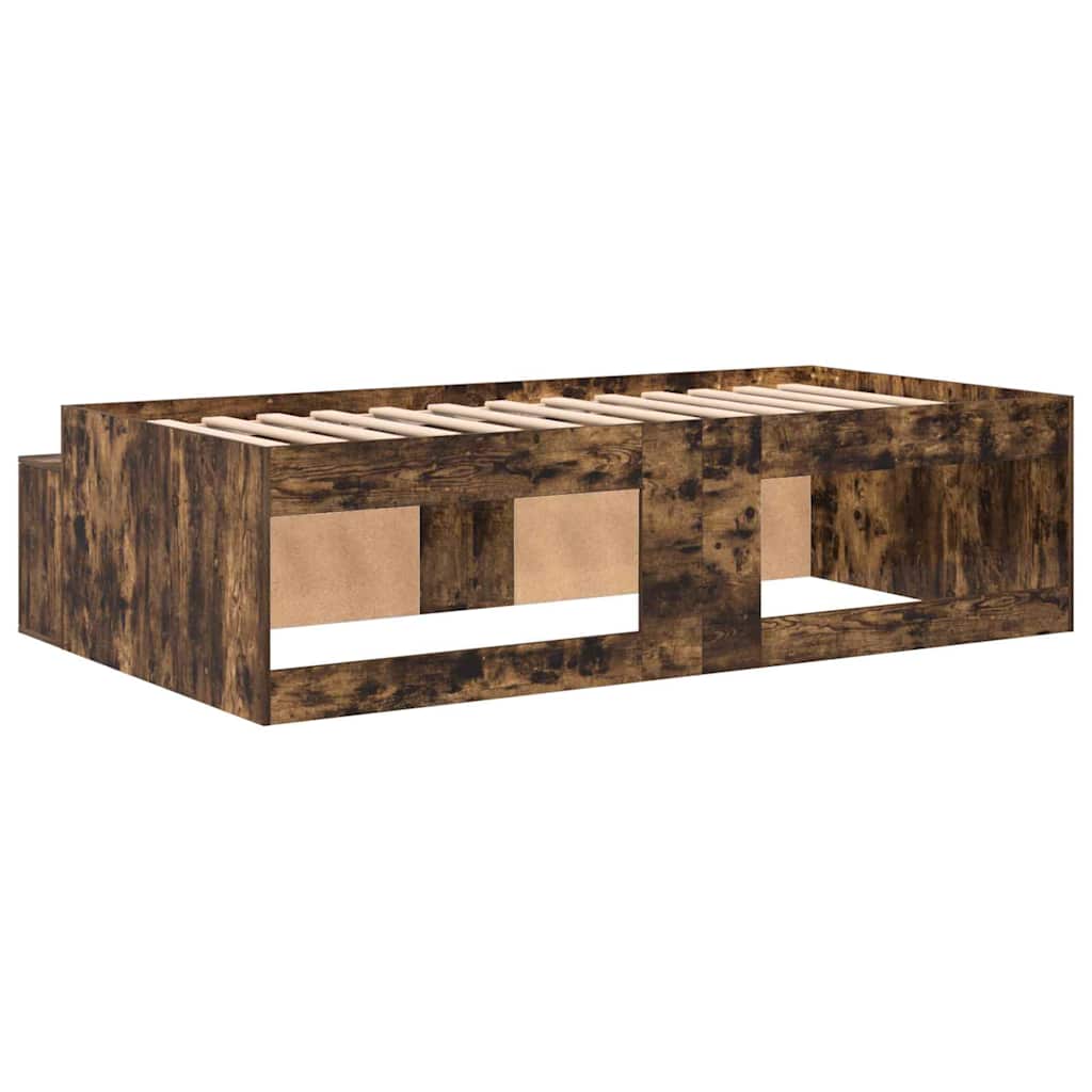 Storage Bed Frame Smoked oak 90 x 200 cm Engineered wood