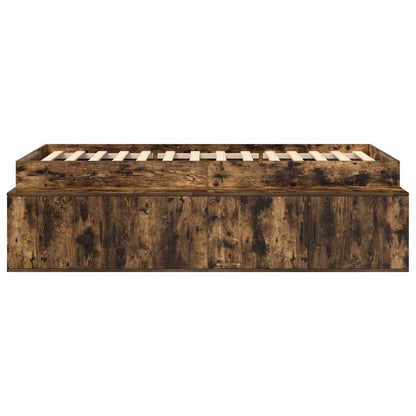 Storage Bed Frame Smoked oak 90 x 200 cm Engineered wood