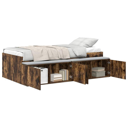 Storage Bed Frame Smoked oak 90 x 200 cm Engineered wood