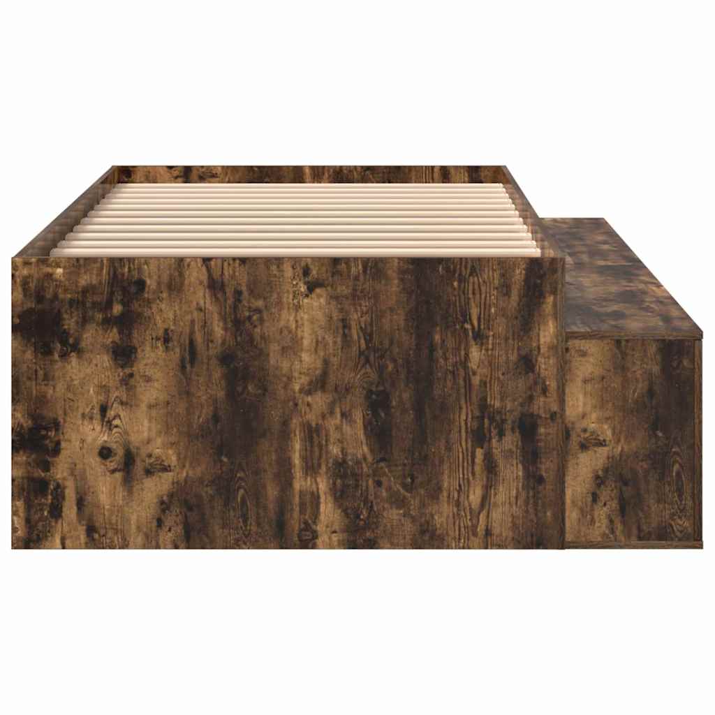 Storage Bed Frame Smoked oak 90 x 200 cm Engineered wood