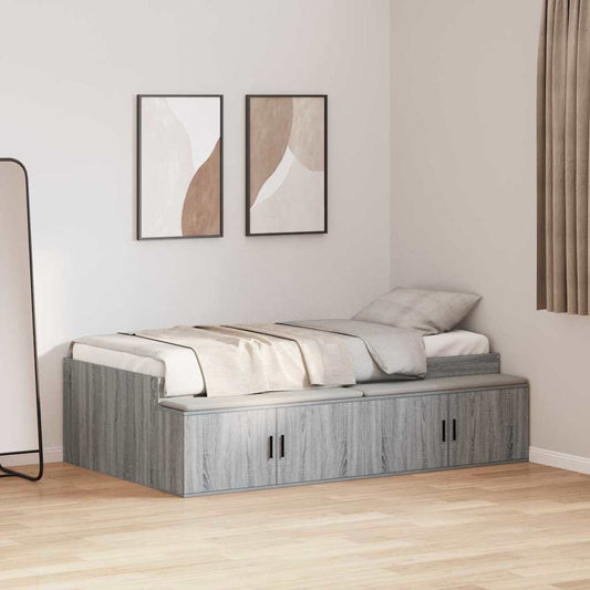 Bed Frame with Drawer Grey Sonoma 90 x 200 cm Engineered Wood