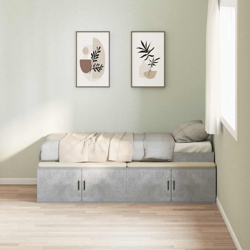 Storage Bed Frame Concrete grey 80 x 200 cm Engineered wood