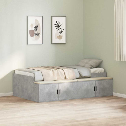 Storage Bed Frame Concrete grey 80 x 200 cm Engineered wood