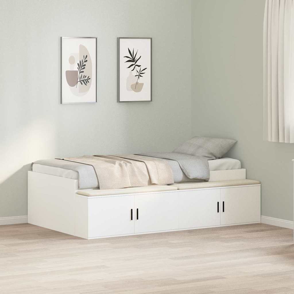 Bed Frame with Drawer White 90 x 190 cm Engineered Wood