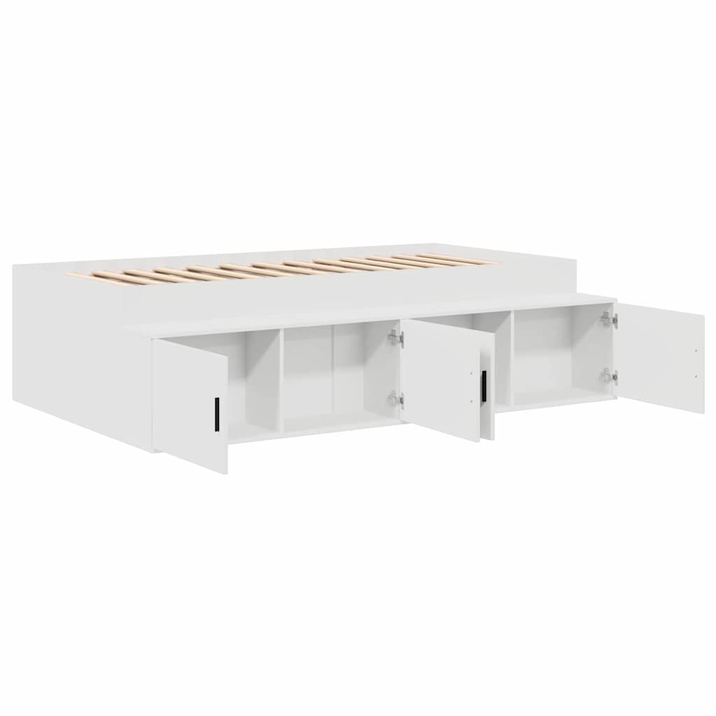 Bed Frame with Drawer White 90 x 190 cm Engineered Wood