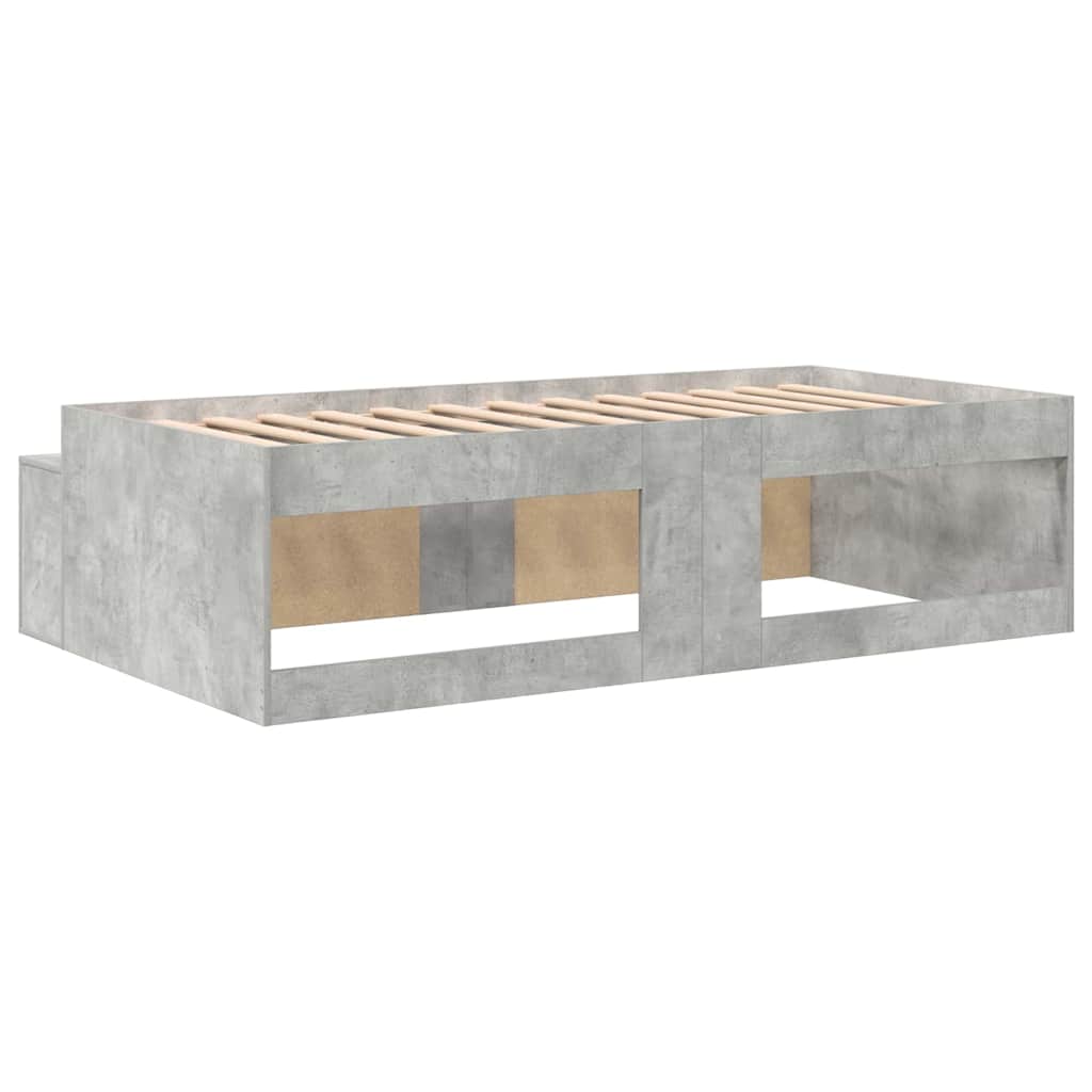 Bed Frame with Drawer Concrete Grey 90 x 190 cm Engineered Wood