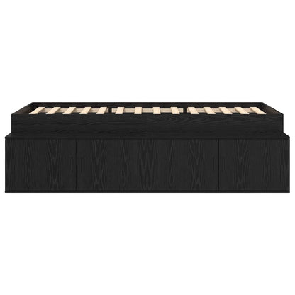 Bed Frame with Drawer Black Oak 70 x 190 cm Engineered Wood