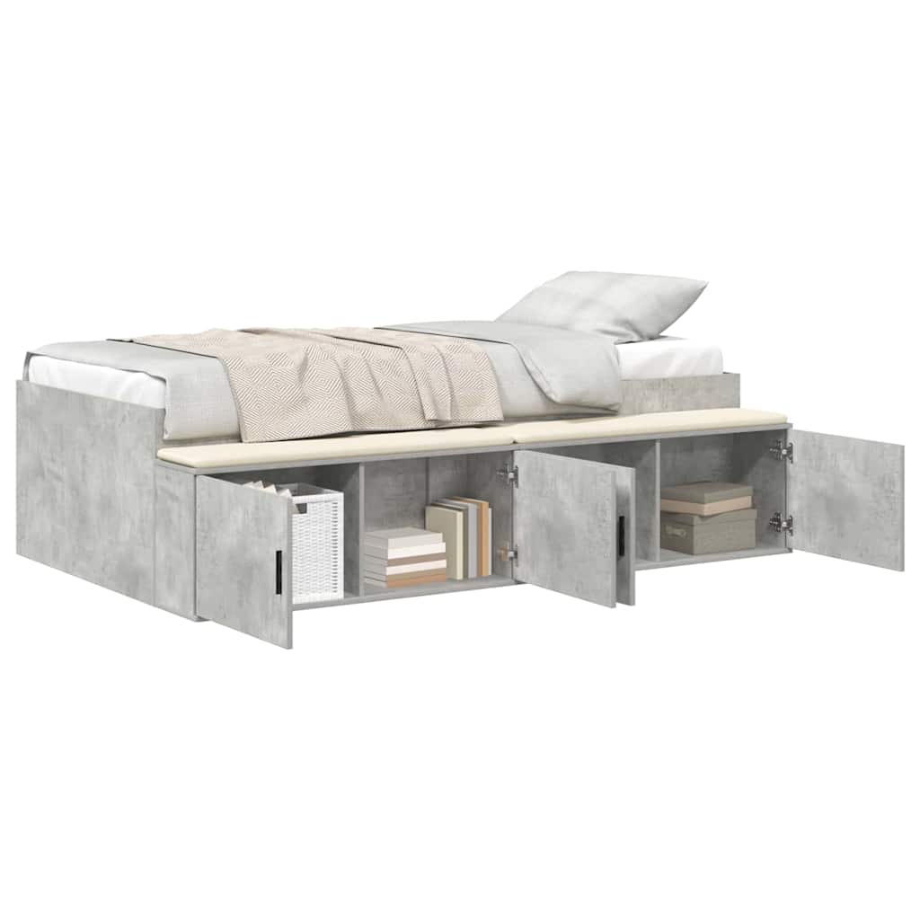Bed Frame with Drawer Concrete Grey 70 x 190 cm Engineered Wood