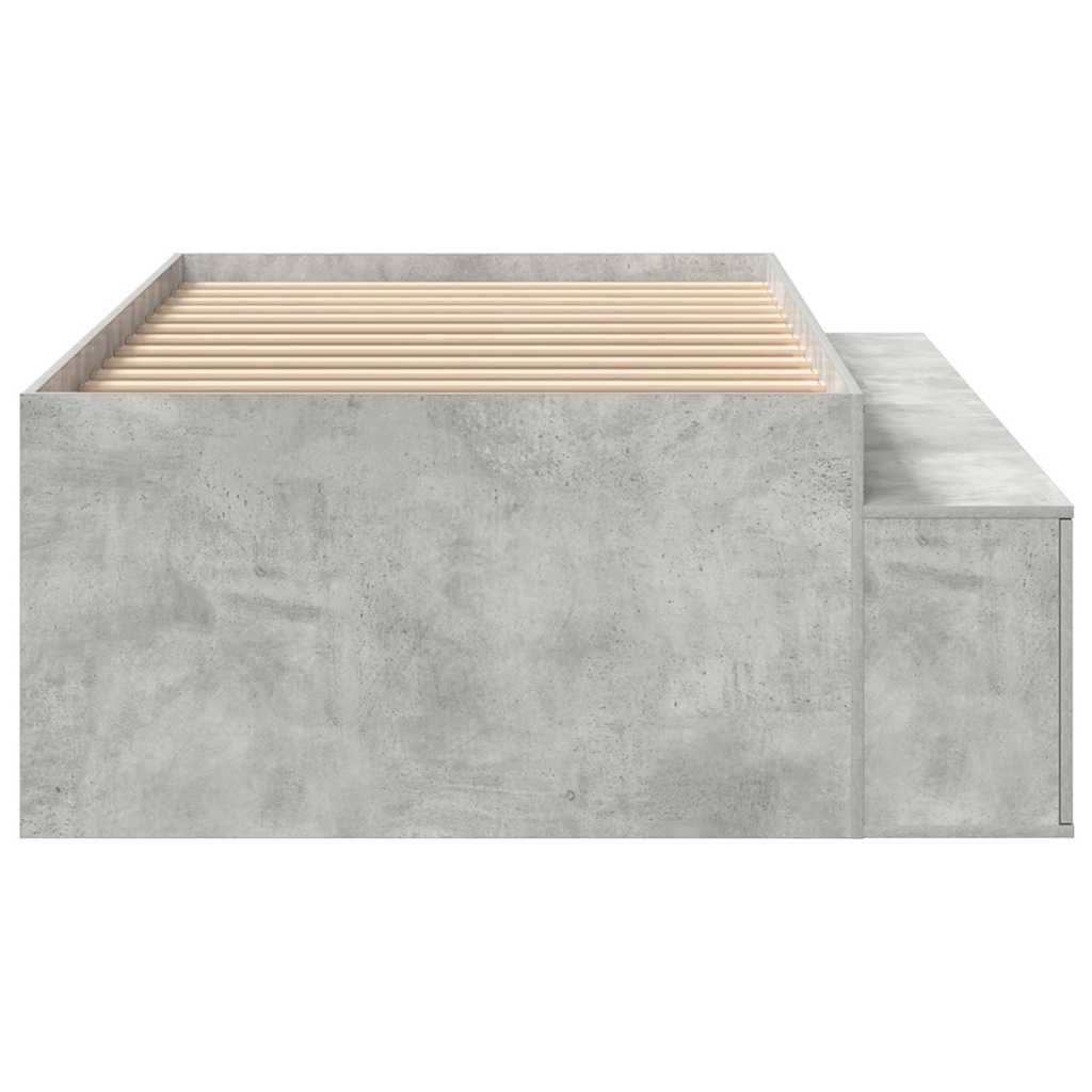 Bed Frame with Drawer Concrete Grey 70 x 190 cm Engineered Wood