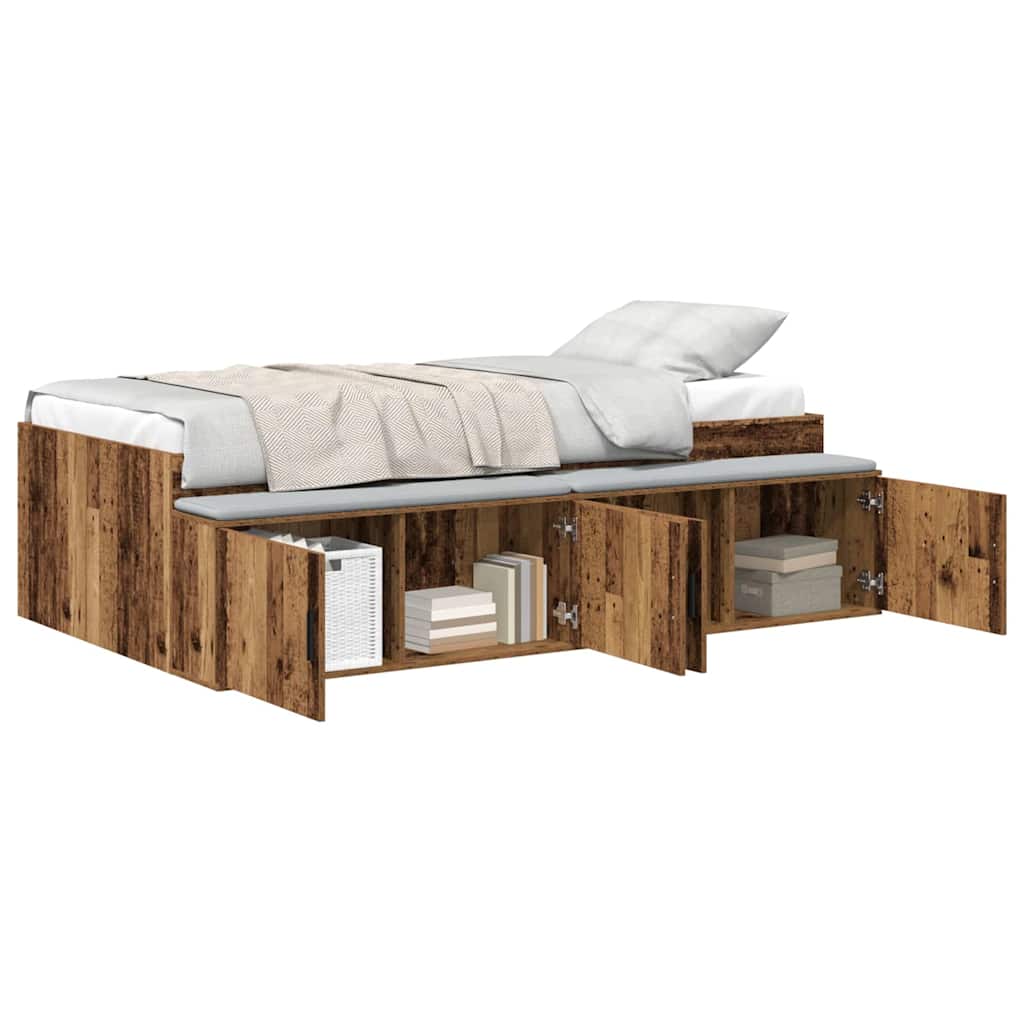 Bed Frame with Drawer Old Wood 70 x 190 cm Engineered Wood