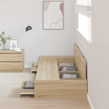 Bed Frame with Drawer Sonoma Oak 100 x 200 cm Engineered Wood