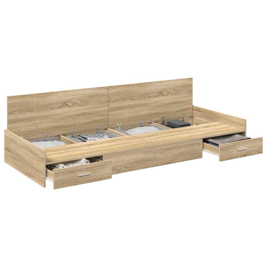 Bed Frame with Drawer Sonoma Oak 100 x 200 cm Engineered Wood