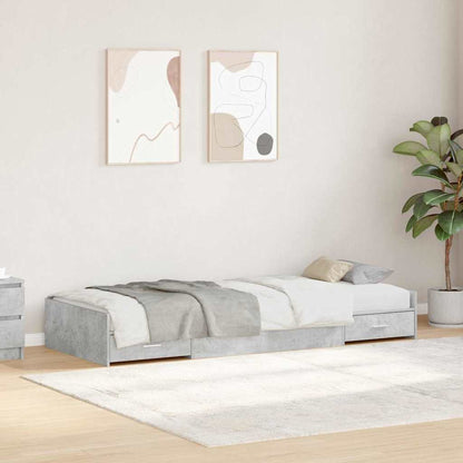 Storage Bed Frame Concrete Grey 100 x 200 cm Engineered wood