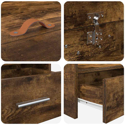 Bed Frame with Headboard Smoked Oak 90 x 200 cm Engineered Wood