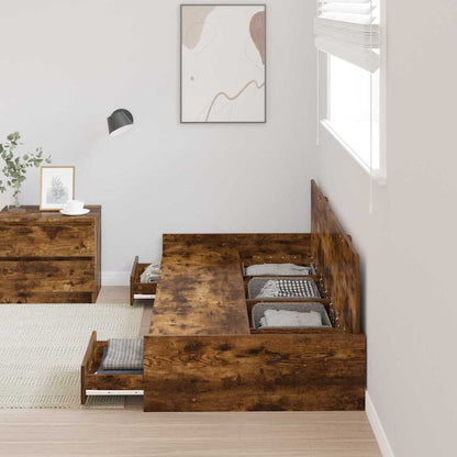 Bed Frame with Headboard Smoked Oak 90 x 200 cm Engineered Wood