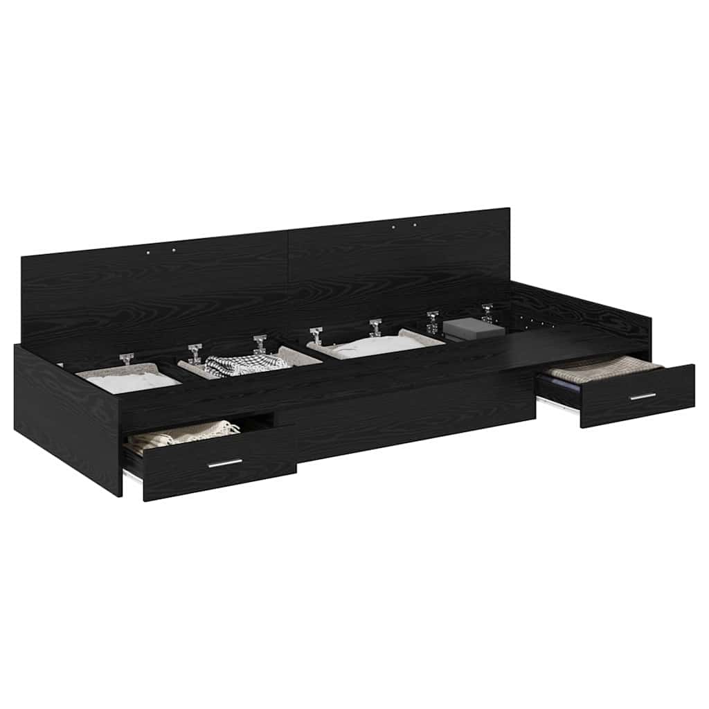 Bed Frame with Headboard Black Oak 80 x 200 cm Engineered Wood