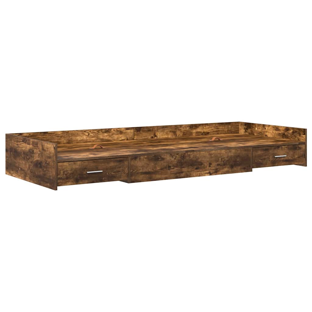 Storage Bed Frame Smoked Oak 80 x 200 cm Engineered wood