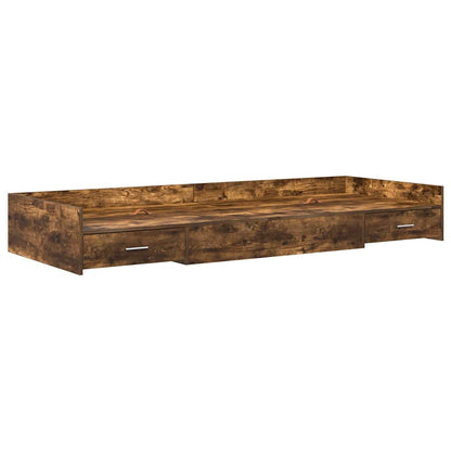 Storage Bed Frame Smoked Oak 80 x 200 cm Engineered wood
