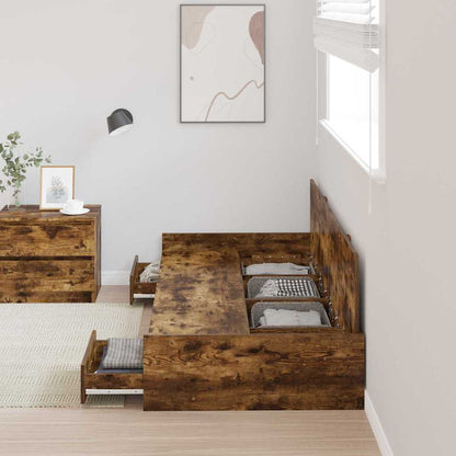 Storage Bed Frame Old Wood 80 x 200 cm Engineered wood