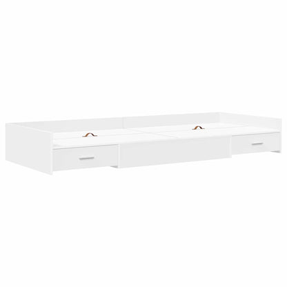 Storage Bed Frame with Drawer White 75 x 190 cm Engineered wood