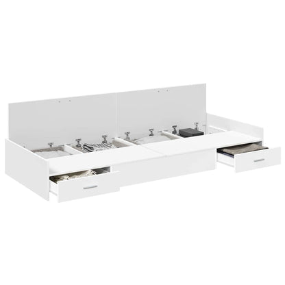 Storage Bed Frame with Drawer White 75 x 190 cm Engineered wood