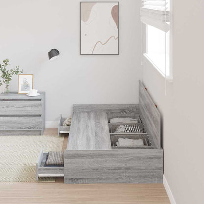Storage Bed Frame Grey Sonoma 75 x 190 cm Engineered wood