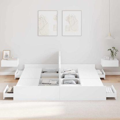 Storage Bed Frame White 200 x 200 cm Engineered Wood