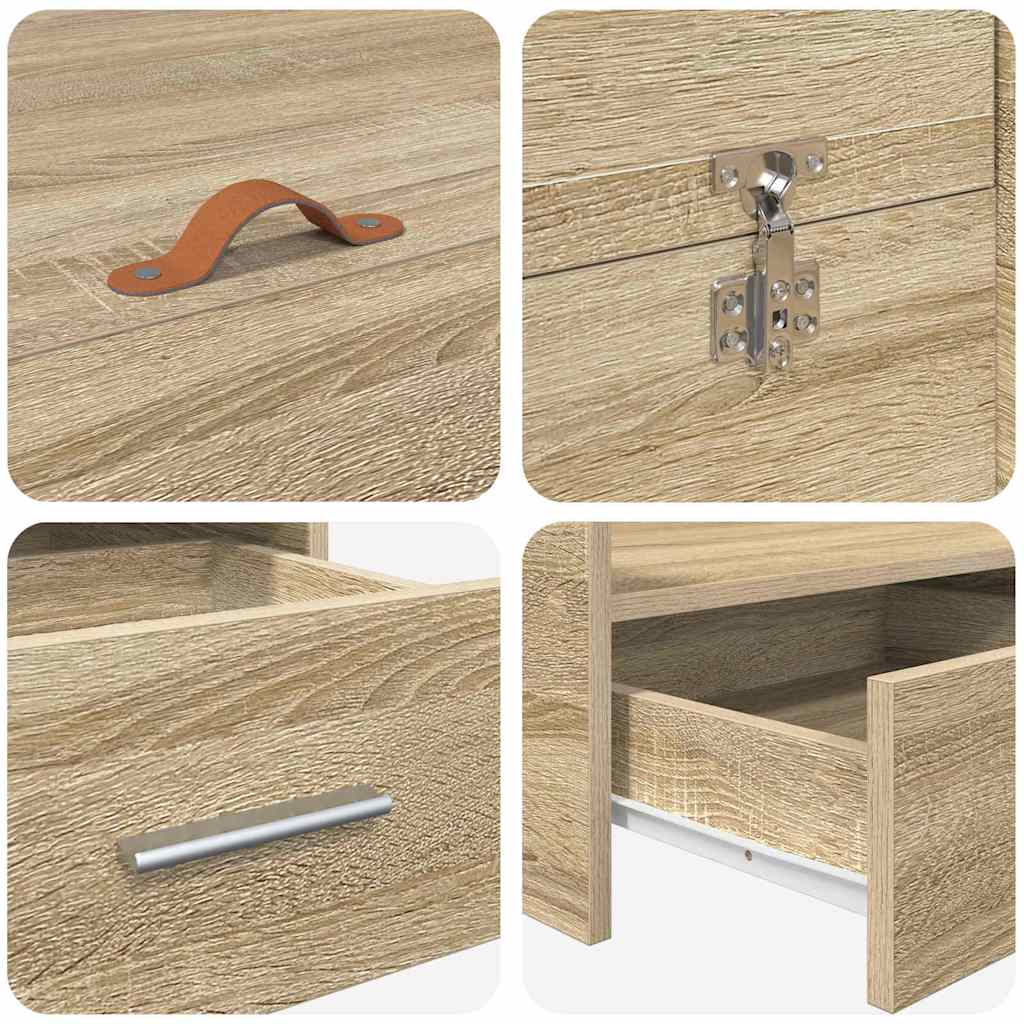 Storage Bed Frame Sonoma Oak 200 x 200 cm Engineered Wood