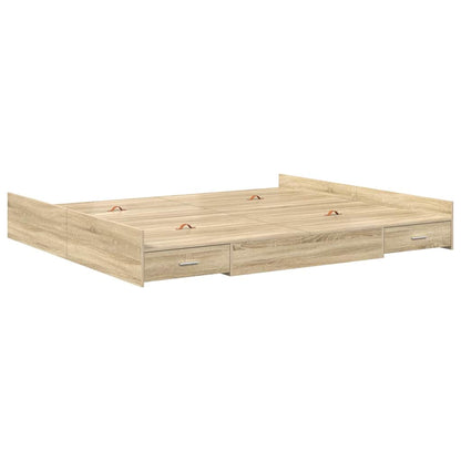 Storage Bed Frame Sonoma Oak 200 x 200 cm Engineered Wood