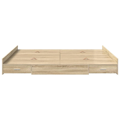 Storage Bed Frame Sonoma Oak 200 x 200 cm Engineered Wood