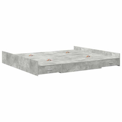 Storage Bed Frame Concrete Grey 200 x 200 cm Engineered Wood