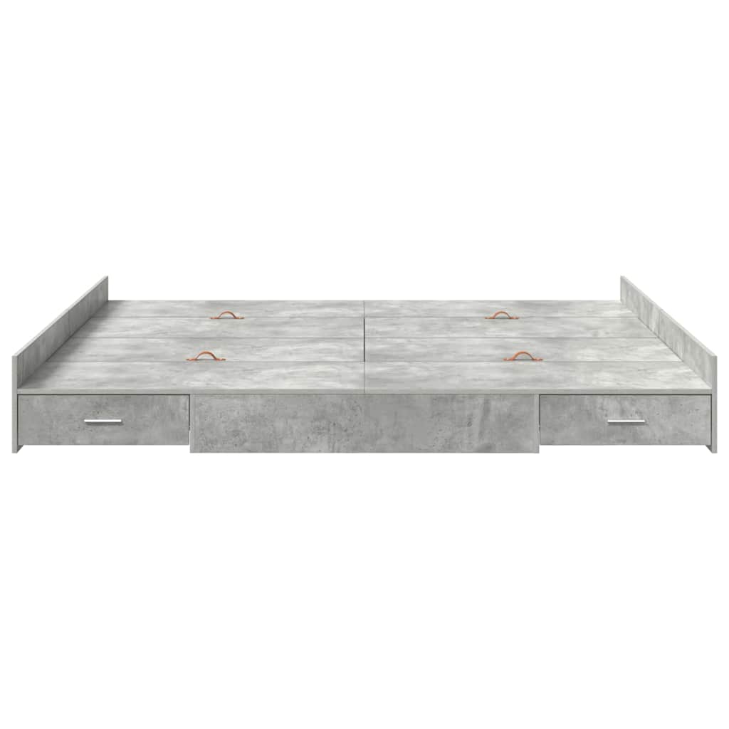 Storage Bed Frame Concrete Grey 200 x 200 cm Engineered Wood