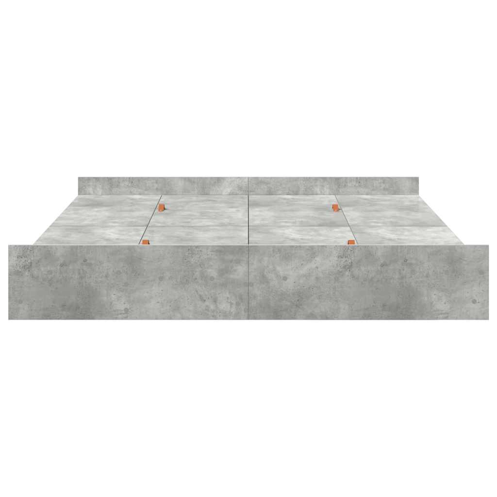 Storage Bed Frame Concrete Grey 200 x 200 cm Engineered Wood