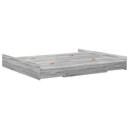 Storage Bed Frame Grey Sonoma 200 x 200 cm Engineered Wood