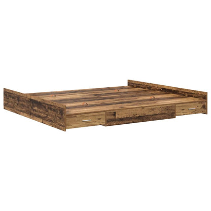 Storage Bed Frame Old Wood 200 x 200 cm Engineered Wood