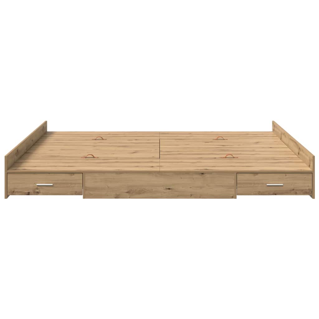Storage Bed Frame Artisan Oak 200 x 200 cm Engineered Wood