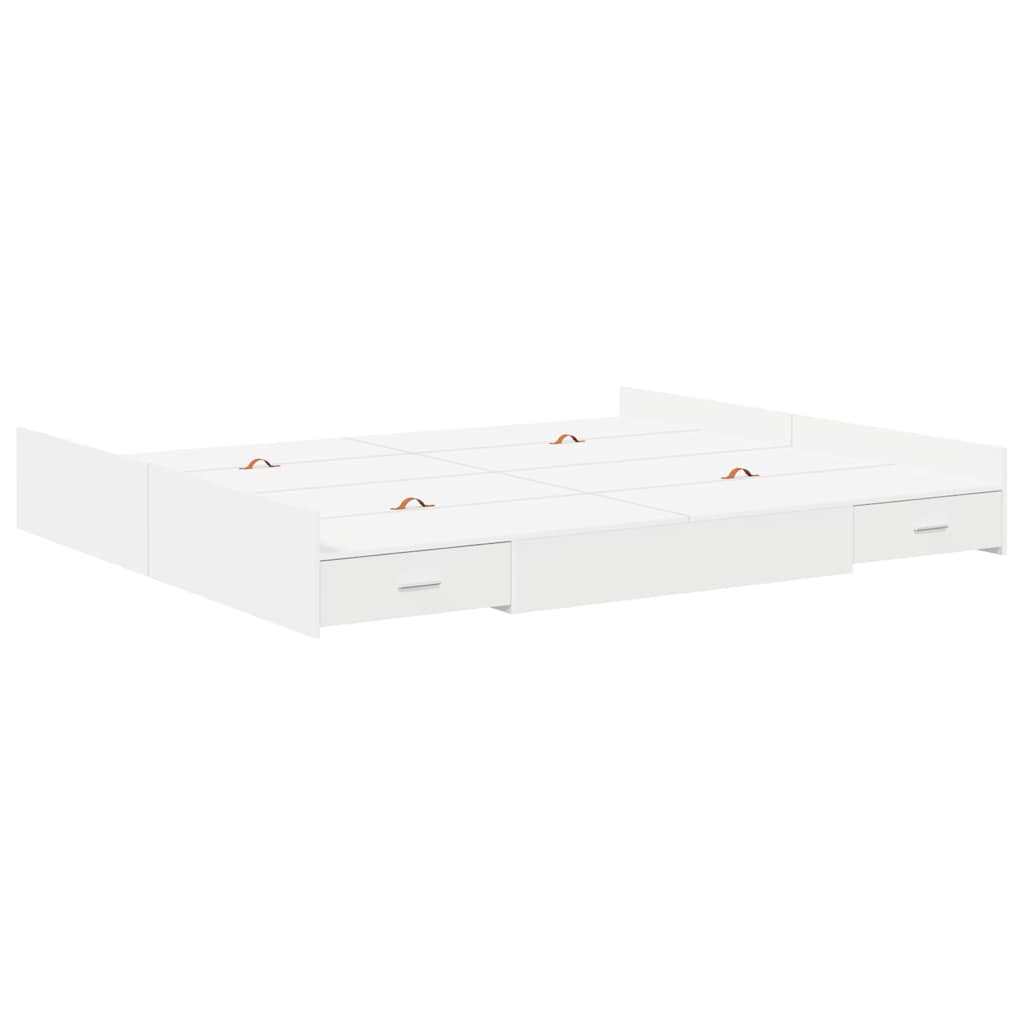 Storage Bed Frame White 180 x 200 cm Engineered Wood