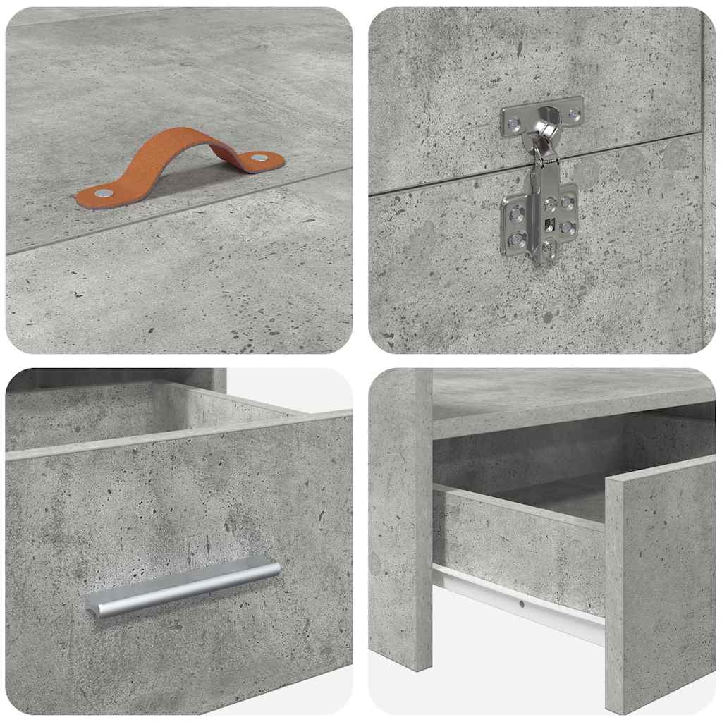 Storage Bed Frame Concrete Grey 180 x 200 cm Engineered Wood