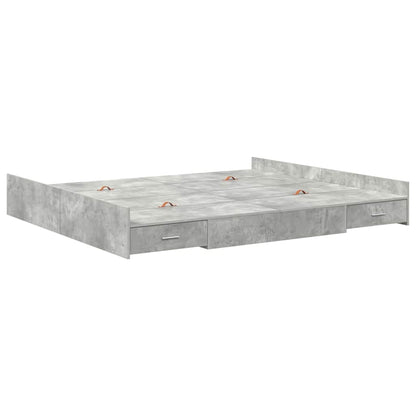 Storage Bed Frame Concrete Grey 180 x 200 cm Engineered Wood