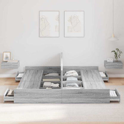 Storage Bed Frame Grey Sonoma 180 x 200 cm Engineered Wood