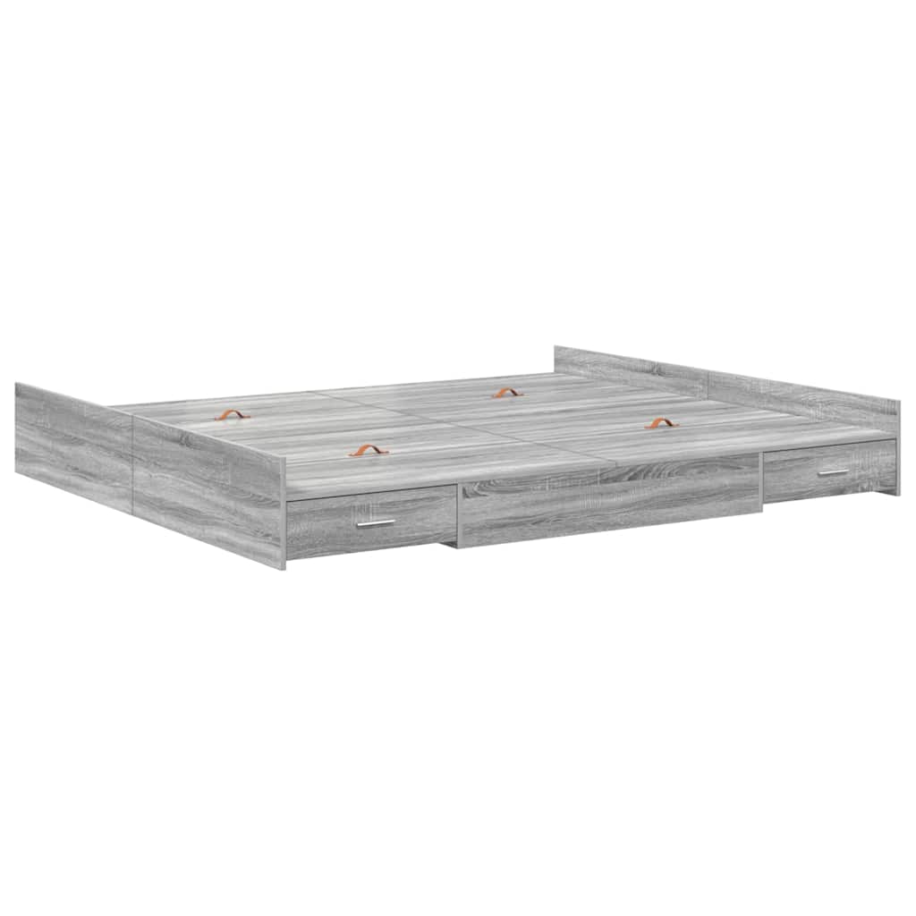 Storage Bed Frame Grey Sonoma 180 x 200 cm Engineered Wood