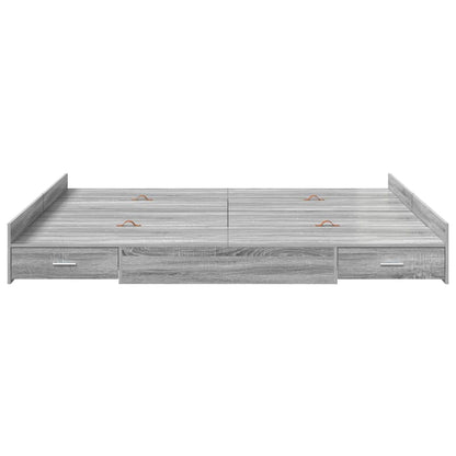 Storage Bed Frame Grey Sonoma 180 x 200 cm Engineered Wood
